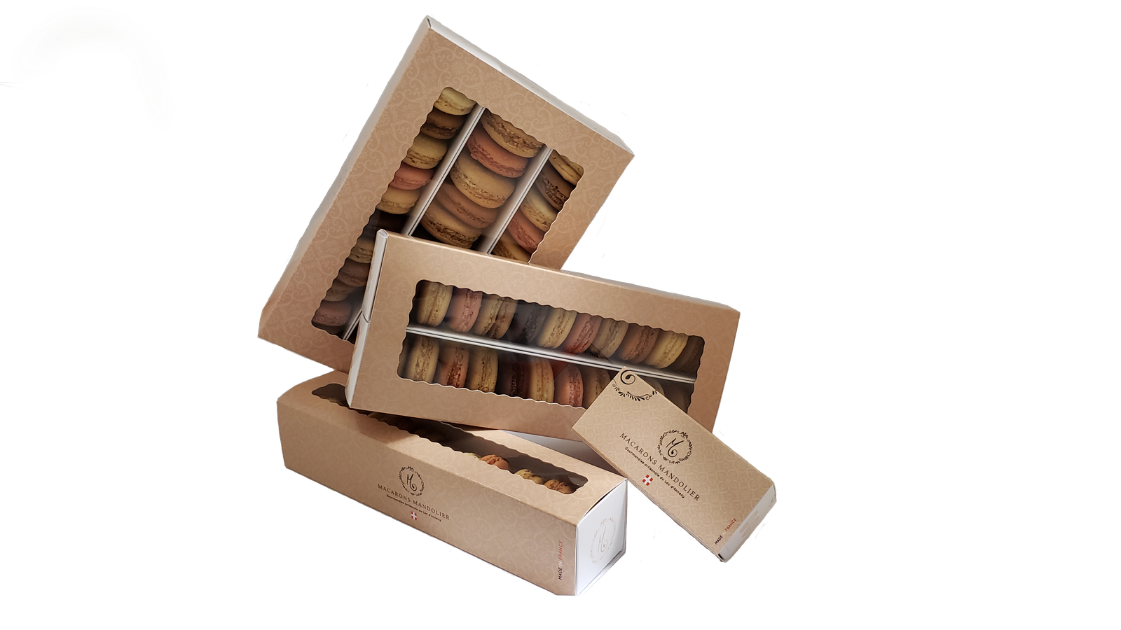 Collection de macarons dans une boîte élégante à Annecy, une fusion parfaite de saveurs exquises et de présentation raffinée.